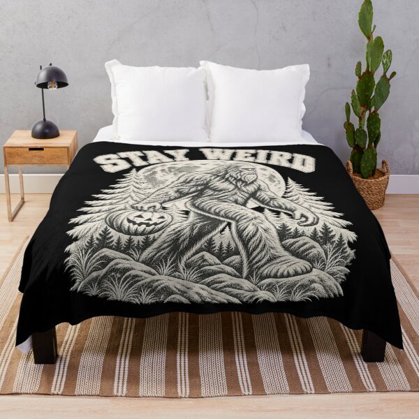 Item preview, Stay Weird Bigfoot Sasquatch Pine Forest Full Moon Artwork designed and sold by adiencarteras.