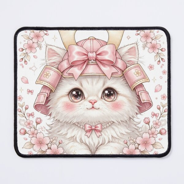 Item preview, Cute Samurai Cat Girl Pink Bow Kawaii Japanese Anime designed and sold by zwnexura.
