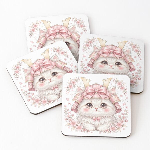 Item preview, Cute Samurai Cat Girl Pink Bow Kawaii Japanese Anime designed and sold by zwnexura.