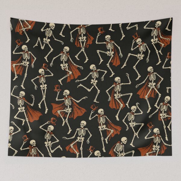 Item preview, Vintage Halloween Dancing Skeletons Pattern designed and sold by ValentinaHramov.