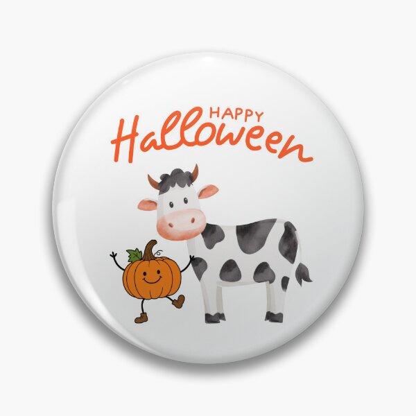 Item preview, Cute Watercolor Halloween Cow With Pumpkin designed and sold by Inka Moon Design.