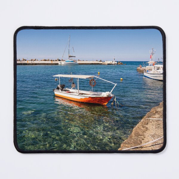 Item preview, Fishing Boats in Panormo Harbour, Crete designed and sold by Kasia Design.