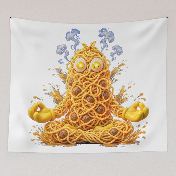Item preview, Funny Ramen Noodle Yoga Meditation Zen Cute Food Art designed and sold by  One City Two Children Studio.
