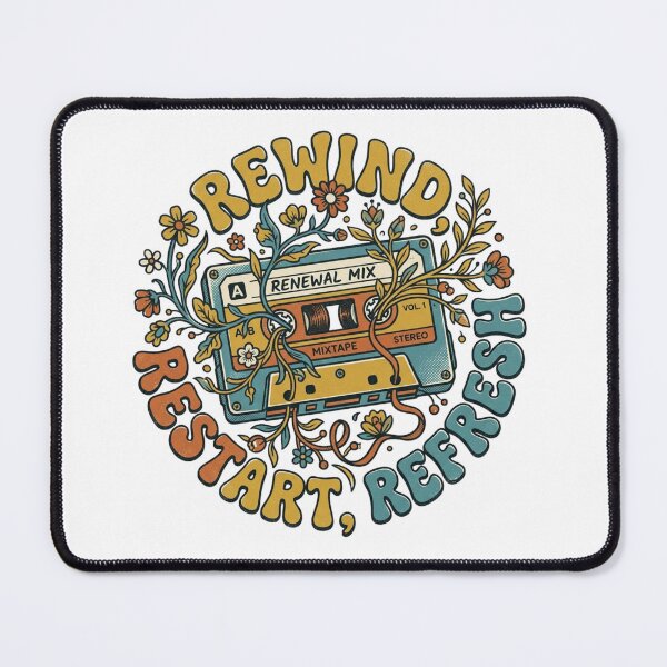 Item preview, Rewind Restart Refresh - Retro 70s Cassette Tape Floral Art designed and sold by Sanan Israyilli.