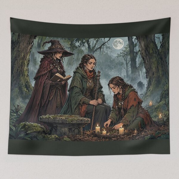 Item preview, Three Witches of the Autumn Wood designed and sold by Roberta Calabrese.