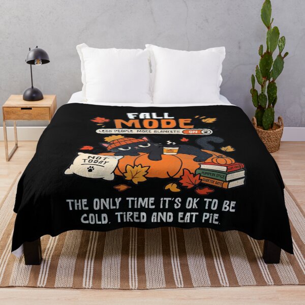 Item preview, Fall Mode Cozy Black Cat Pumpkin Autumn Coffee Introvert Lover designed and sold by TheHellIWontSh.