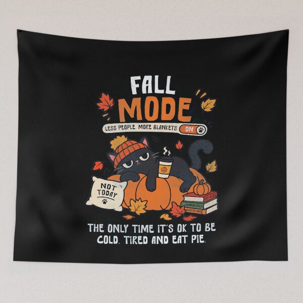 Item preview, Fall Mode Cozy Black Cat Pumpkin Autumn Coffee Introvert Lover designed and sold by TheHellIWontSh.