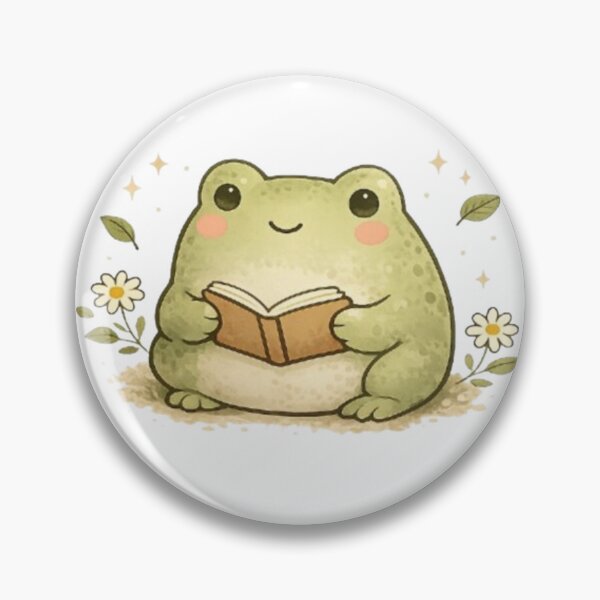 Item preview, Kawaii Frog Reading a Book Cute Book Lover Illustration designed and sold by EatPrayLive.
