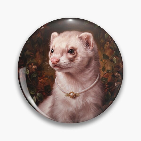Item preview, Regal Cream Ferret with Flower Pearl Necklace designed and sold by Real Beast Art.