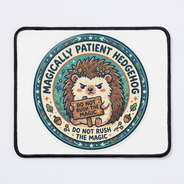 Item preview, Do Not Rush The Magic - Funny Patient Hedgehog Badge designed and sold by Sanan Israyilli.