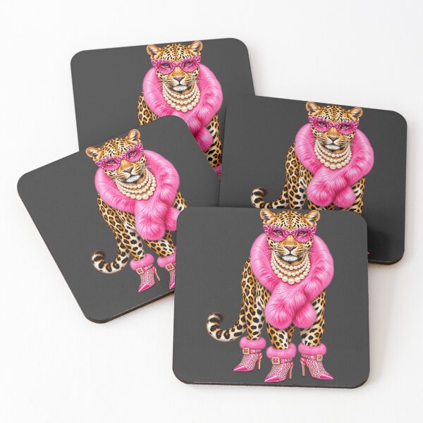 Item preview, Glamorous Leopard Pink Fur Pearl Necklace Fashion Art designed and sold by AmiGraph.