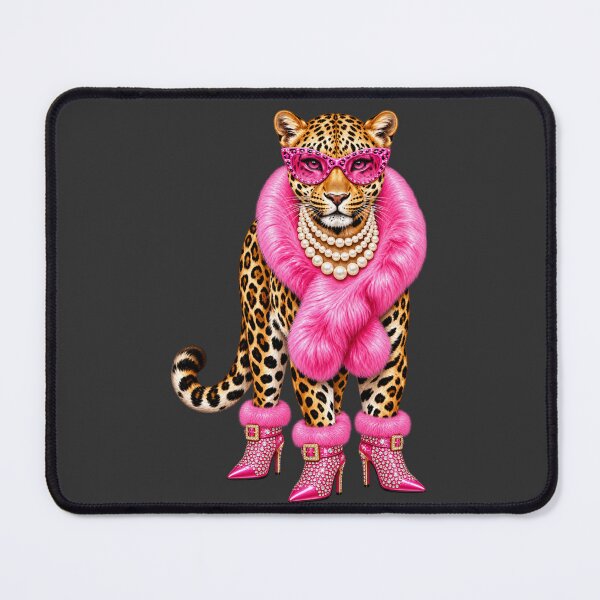 Item preview, Glamorous Leopard Pink Fur Pearl Necklace Fashion Art designed and sold by AmiGraph.