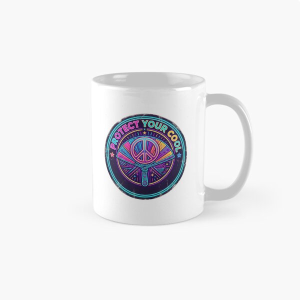 Item preview, Protect Your Cool - Retro 80s Neon Peace Sign Badge designed and sold by Sanan Israyilli.