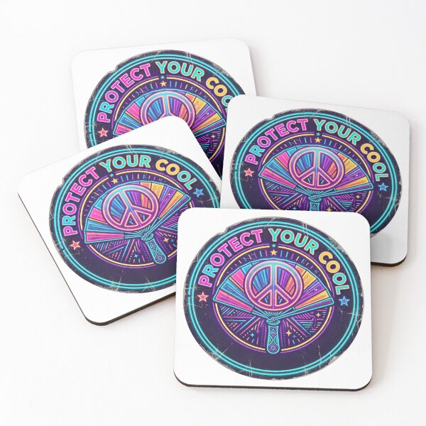 Item preview, Protect Your Cool - Retro 80s Neon Peace Sign Badge designed and sold by Sanan Israyilli.