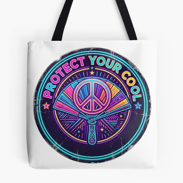 Item preview, Protect Your Cool - Retro 80s Neon Peace Sign Badge designed and sold by Sanan Israyilli.