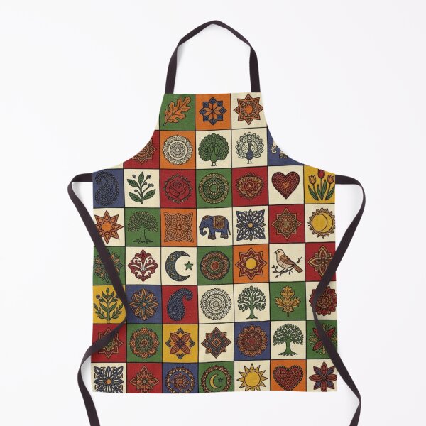 Item preview, Checkered design with Madhubani Motifs  designed and sold by Sakshiartwork.