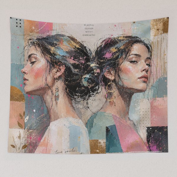 Item preview, Gemini Zodiac Painting – The female Twins designed and sold by GalleryKauffeld.