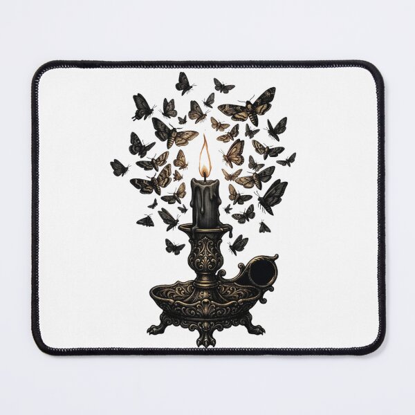 Item preview, Drawn to the Flame - Vintage Gothic Candle and Moths Art designed and sold by Sanan Israyilli.