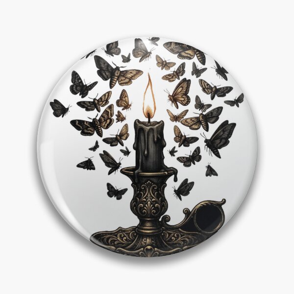 Item preview, Drawn to the Flame - Vintage Gothic Candle and Moths Art designed and sold by Sanan Israyilli.