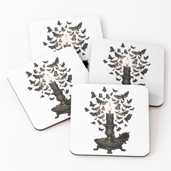 Item preview, Drawn to the Flame - Vintage Gothic Candle and Moths Art designed and sold by Sanan Israyilli.