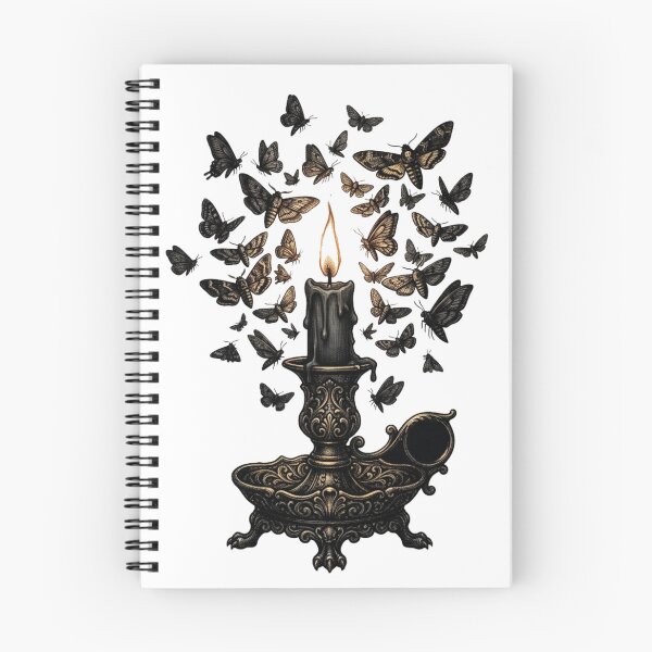 Item preview, Drawn to the Flame - Vintage Gothic Candle and Moths Art designed and sold by Sanan Israyilli.