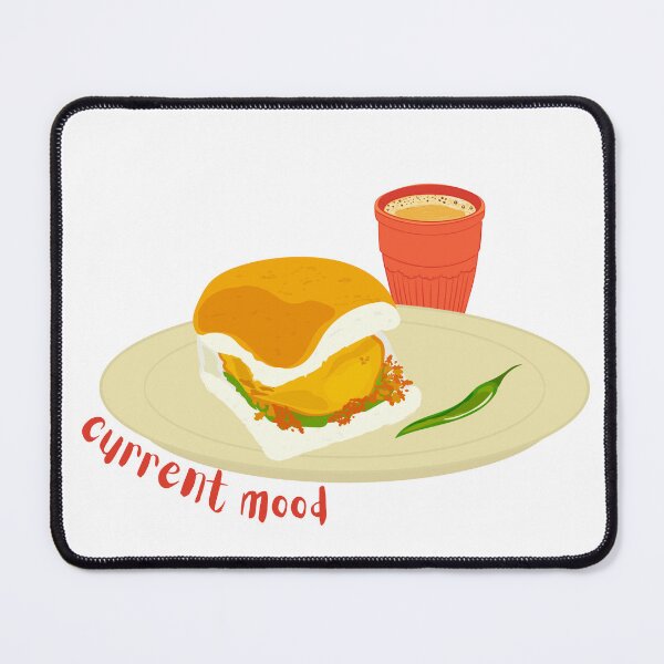 Item preview, Current Mood: Vada Pav & Cutting Chai - Cute Indian Food Art designed and sold by theukiyocafe.