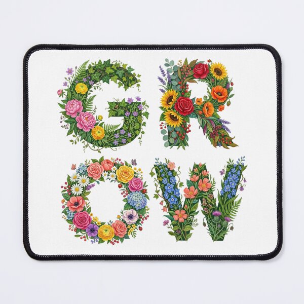 Item preview, Botanical Garden Growth - Colorful Flower Typography GROW designed and sold by Sanan Israyilli.