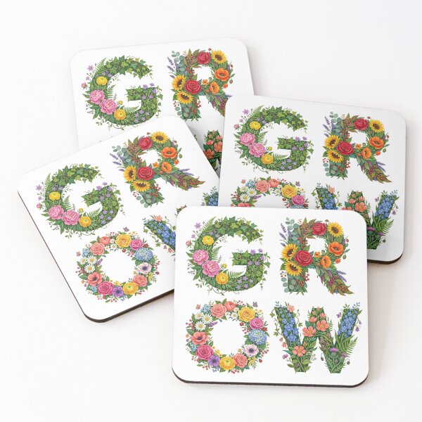 Item preview, Botanical Garden Growth - Colorful Flower Typography GROW designed and sold by Sanan Israyilli.