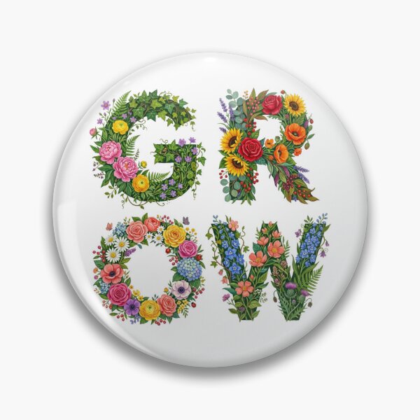 Item preview, Botanical Garden Growth - Colorful Flower Typography GROW designed and sold by Sanan Israyilli.