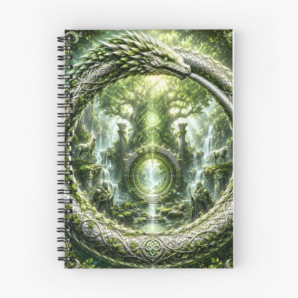 Item preview, Mystical Green Dragon Ouroboros Sacred Tree of Life designed and sold by Sybille-Yates.