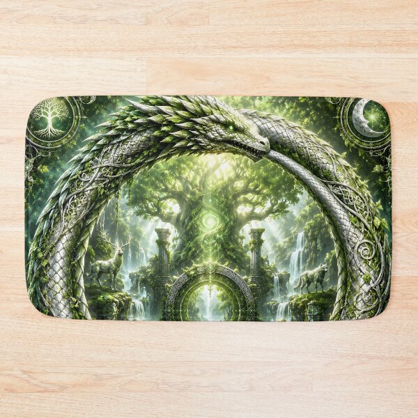 Item preview, Mystical Green Dragon Ouroboros Sacred Tree of Life designed and sold by Sybille-Yates.