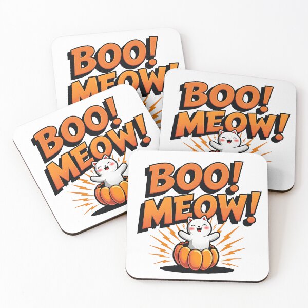 Item preview, BOO MEOW funny cat with pumpkin cartoon  designed and sold by Panya-Design.