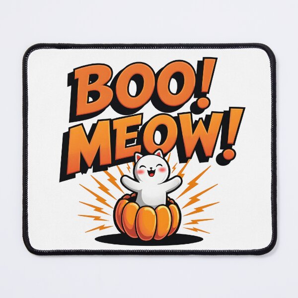 Item preview, BOO MEOW funny cat with pumpkin cartoon  designed and sold by Panya-Design.