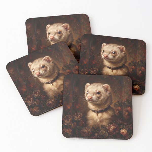 Item preview, Noble Ferret Portrait with Pearl Ribbon Choker designed and sold by Real Beast Art.