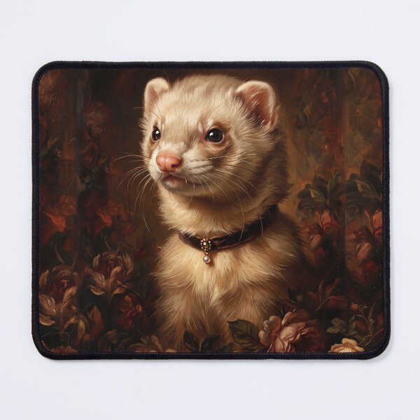 Item preview, Noble Ferret Portrait with Pearl Ribbon Choker designed and sold by Real Beast Art.