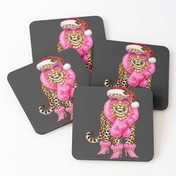 Item preview, Christmas Leopard Pink Fur Pearl Necklace Holiday Art designed and sold by AmiGraph.