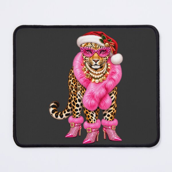 Item preview, Christmas Leopard Pink Fur Pearl Necklace Holiday Art designed and sold by AmiGraph.