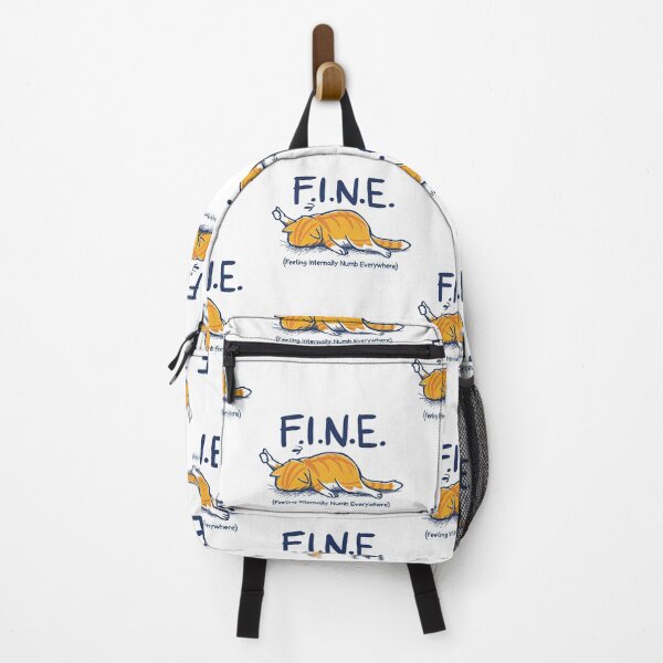 Item preview, FINE Feeling Internally Numb Everywhere Tired Ginger Cat Humor designed and sold by TheHellIWontSh.