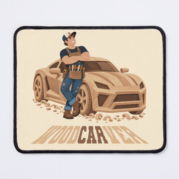 Item preview, Wood Carver With a Wooden Car | Funny Wood Carving Pun designed and sold by karamram.