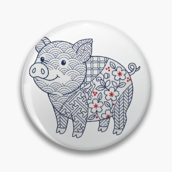 Item preview, pigy in sashiko style designed and sold by Maewshooter.