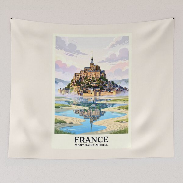 Item preview, France — Mont Saint-Michel — A Mysterious Medieval Island Above the Morning Mist designed and sold by DibujandoPorfa.