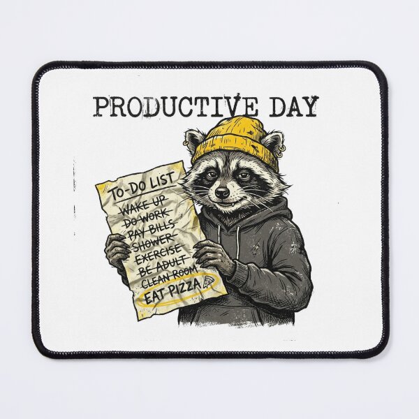 Item preview, Productive Day - Funny Raccoon To-Do List Pizza Art designed and sold by Sanan Israyilli.