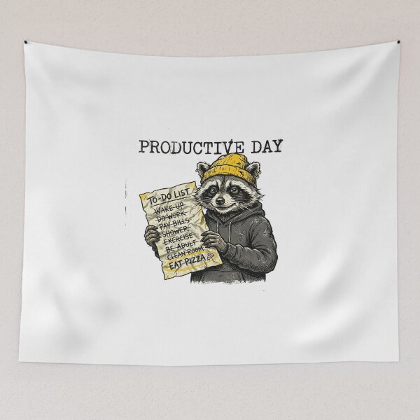 Item preview, Productive Day - Funny Raccoon To-Do List Pizza Art designed and sold by Sanan Israyilli.