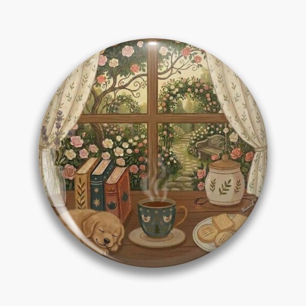 Item preview, Cozy Puppy Nap - Books and Tea / Coffee / Cottagecore Aesthetic / Roses / Floral /  Biscuits / Calm / Relaxing / Bookish / Cute Puppy / Stickers for Journaling designed and sold by TeenLake.