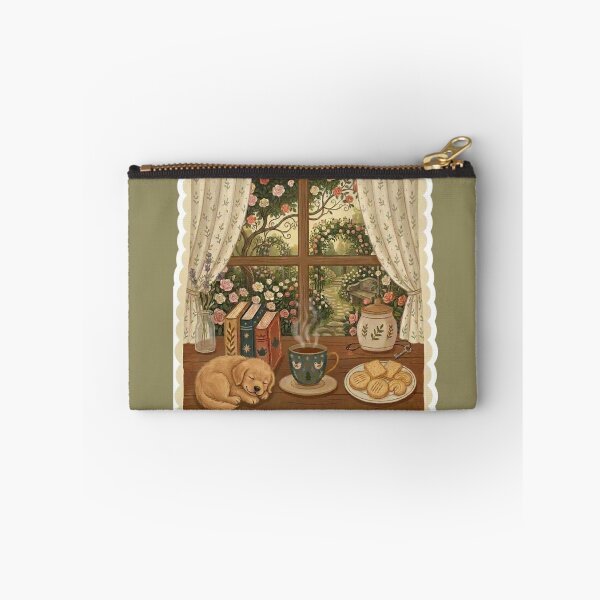 Item preview, Cozy Puppy Nap - Books and Tea / Coffee / Cottagecore Aesthetic / Roses / Floral /  Biscuits / Calm / Relaxing / Bookish / Cute Puppy / Stickers for Journaling designed and sold by TeenLake.