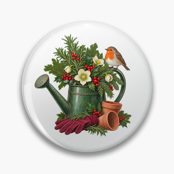 Item preview, Christmas Gardener Watering Can with Robin designed and sold by Be-Smart-Art.