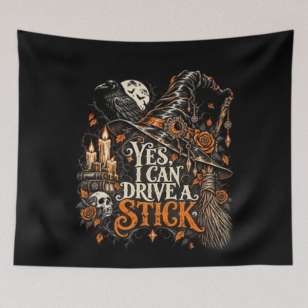 Item preview, Yes I Can Drive A Stick Funny Witch Broomstick Halloween Gothic Art designed and sold by TheHellIWontSh.