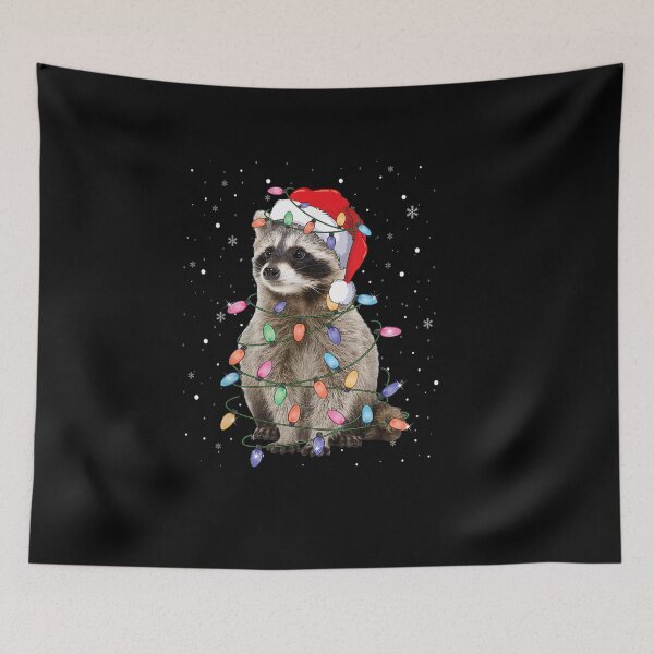 Item preview, Christmas Raccoon Santa Hat Christmas Lights designed and sold by BuncoHearas.