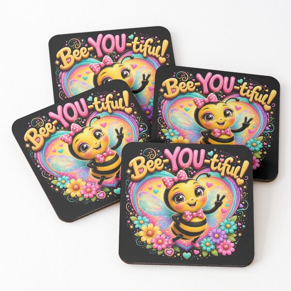 Item preview, Bee-YOU-tiful - Cute Kawaii Bumble Bee & Rainbow Heart Positivity designed and sold by Be Free Effect.