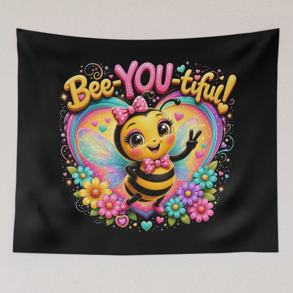 Item preview, Bee-YOU-tiful - Cute Kawaii Bumble Bee & Rainbow Heart Positivity designed and sold by Be Free Effect.